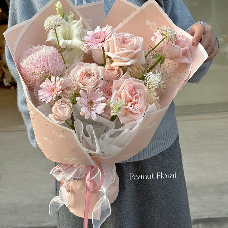 Heartfelt English flower wrapping paper, waterproof heart-shaped pearlescent film wrapping paper, flower bouquets, flower shop materials Specification image