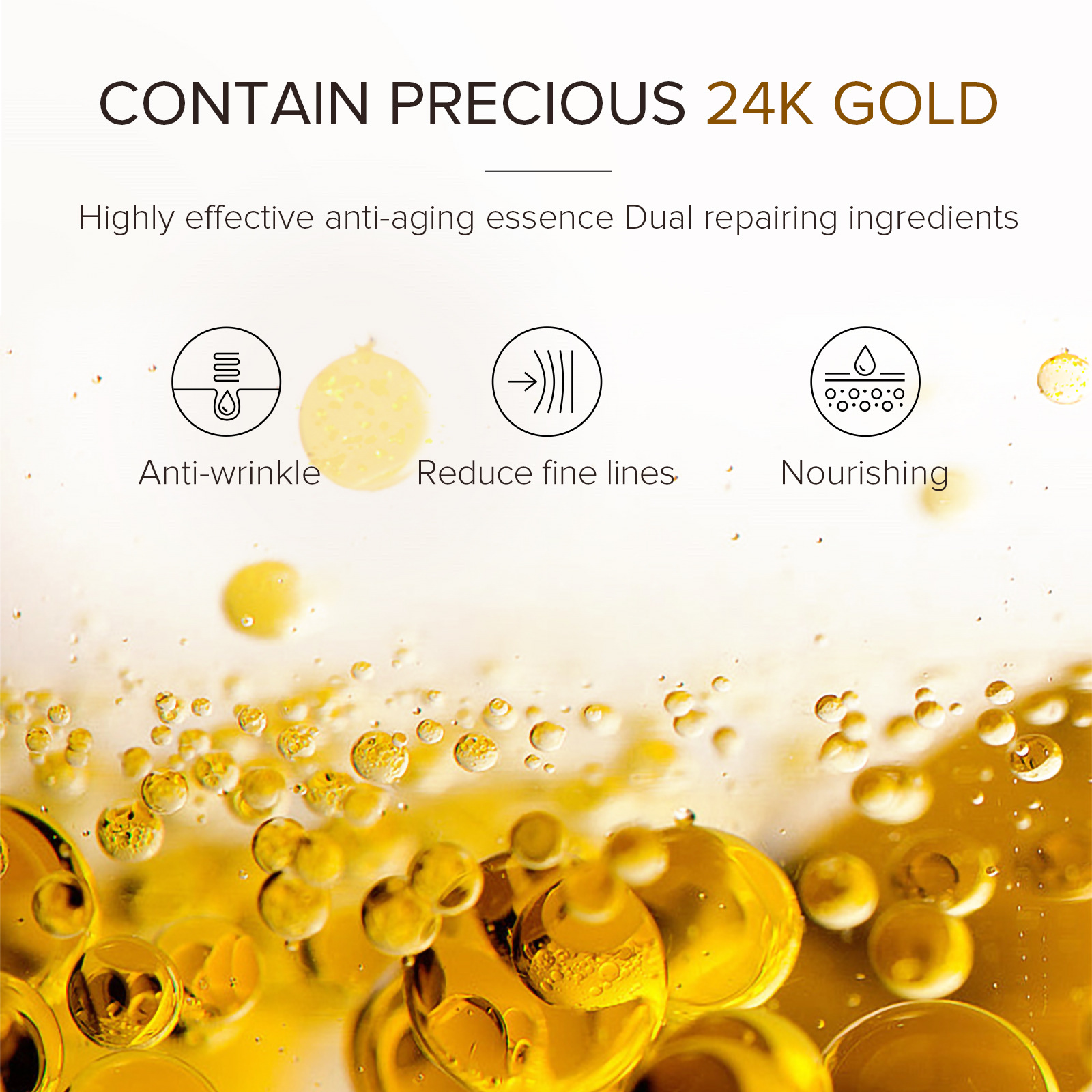 Cross-border LAIKOU Gold Leaf Snail Eye Serum 30ml Hydrates, moisturizes and cares for the skin around the eyes to enhance beauty Specification drawing