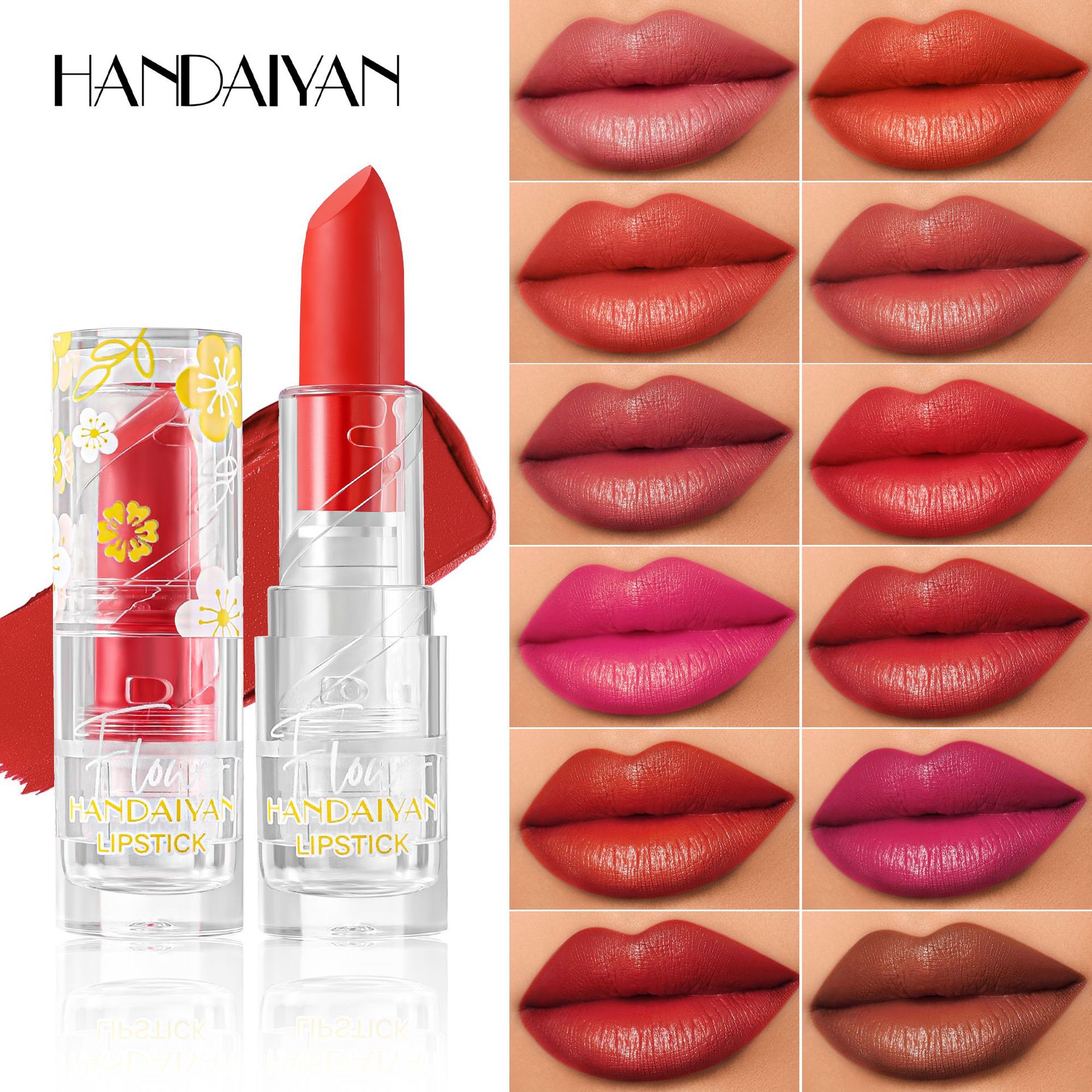 Cross-border velvet matte lipstick 12-color long-lasting moisturizing and non-fading handaiyan lipstick Matte lipstick details Picture