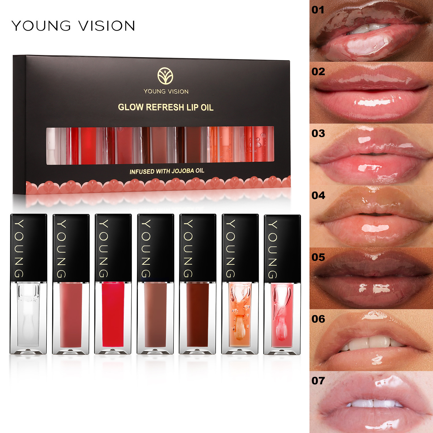 YOUNG VISION 7-color Mirror Lip Oil Set Dudu Lip Liquid Lipstick Lip Gloss details Picture