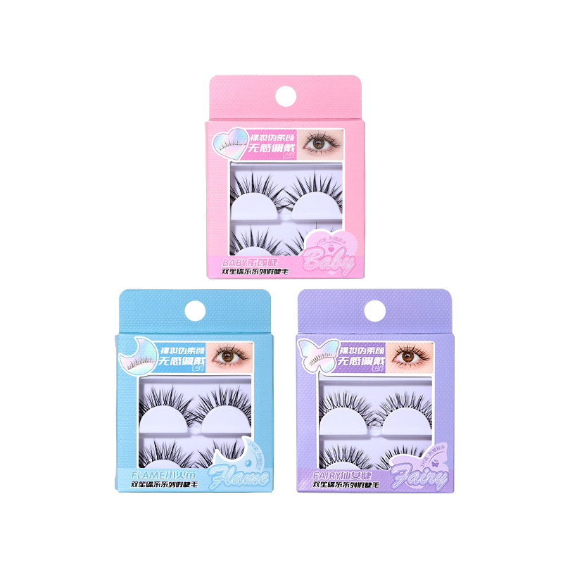 LMLTOP Butterfly false eyelashes, two pairs of small flame fairy eyelashes, one-piece eyelashes with glue SY923 Item Picture