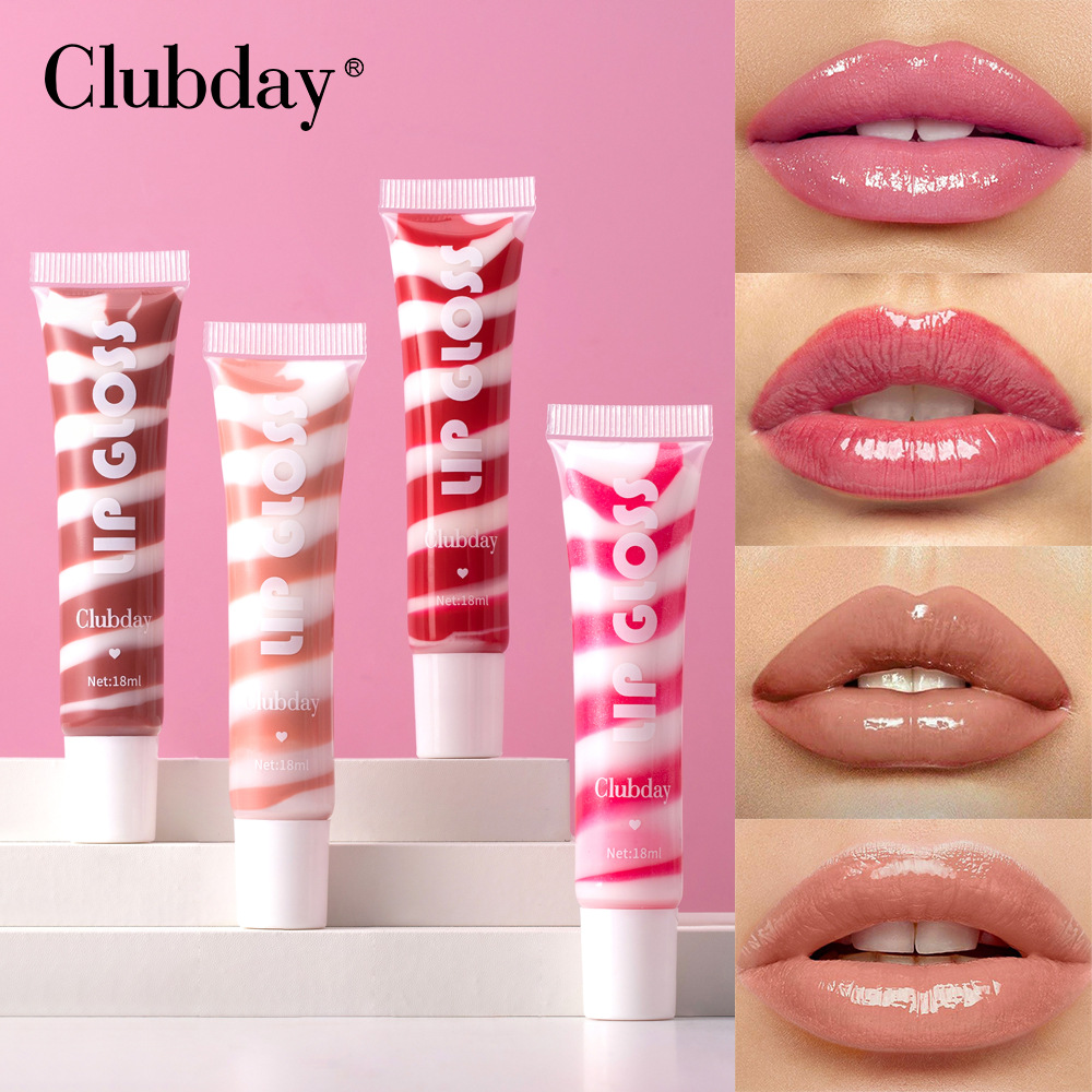Clubday's soft tube pearlescent Fine Shimmering Moisturizing and Nourishing spiral fruit-flavored Lip gloss in 4 colors, long-lasting and easy to color, cross-border bestseller details Picture