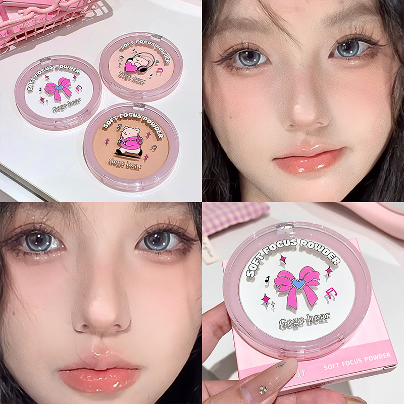 Gege bear Soft Focus, Light and transparent Setting Powder Compact, oil-control, touch-up, concealer, long-lasting water resistance and no smudge details Picture