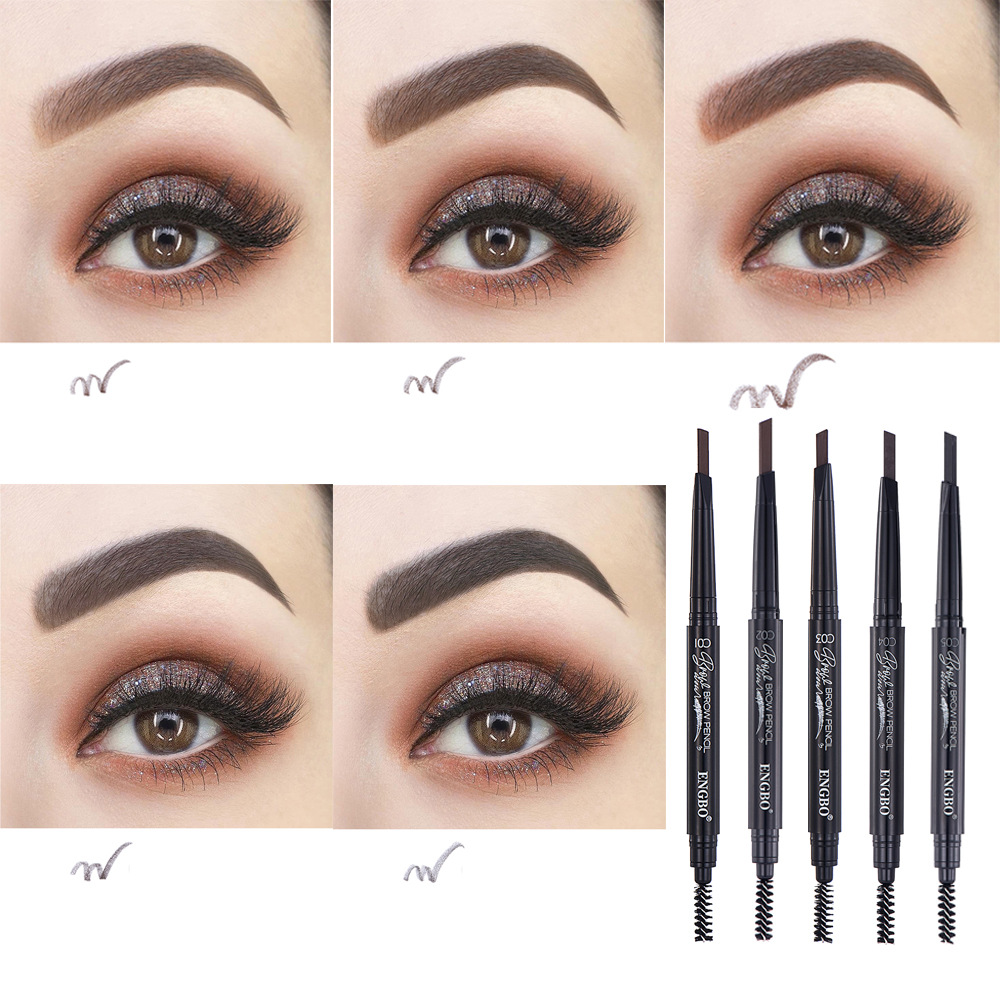 ENGBO's dual-head eyebrow pencil for foreign trade comes with an eyebrow brush that automatically rotates, ensuring long-lasting eye cosmetics without smudge full figure
