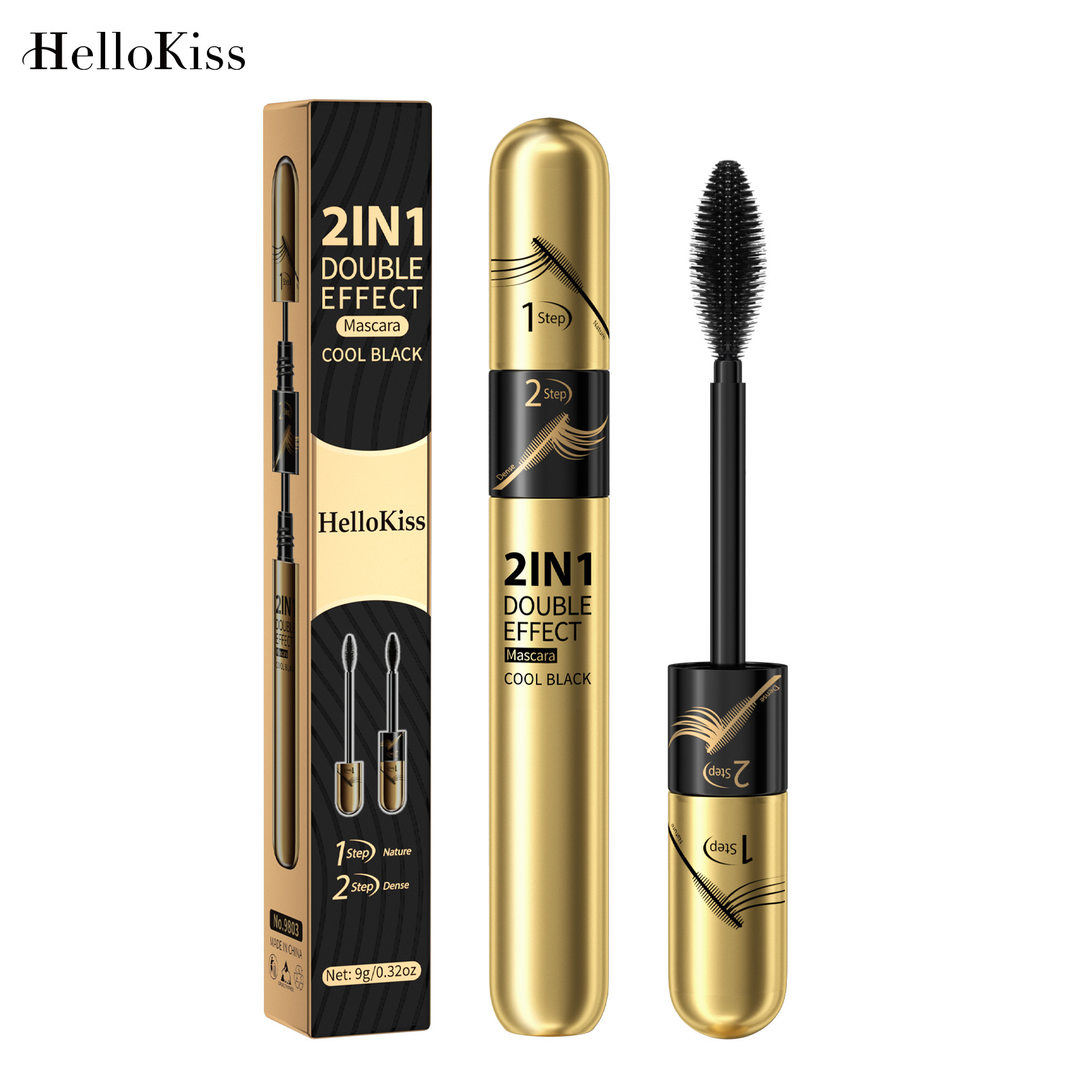 Hellokiss Dual-Effect 2-in-1 Long and Curly Mascara Waterproof, Non-smudging, Long-lasting and Thick 4D Mascara Item Picture