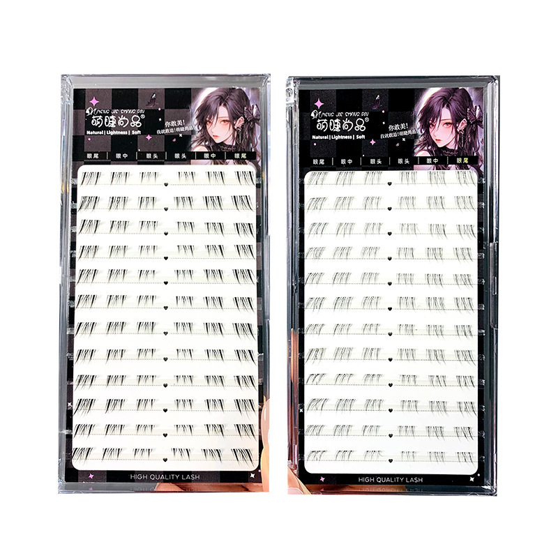 Lazy person, no glue, no removal, self-adhesive fox-style lower eyelashes, natural single cluster, thick, segmented design, beginner's eyelashes for photos Item Picture