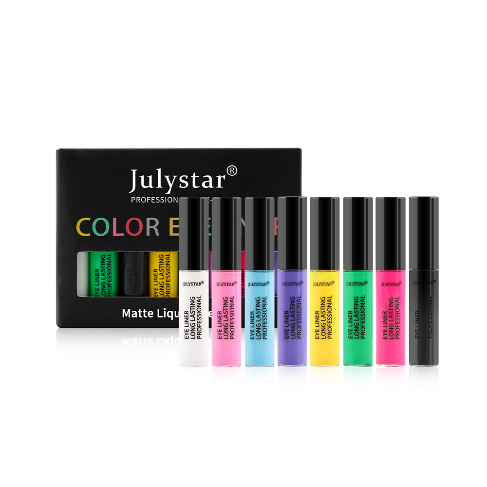julystar Southeast Asia Foreign Trade Cool Black Eyeliner Liquid Pen Cross-border Europe and America Waterproof Colored Eyeliner Pen Set Wholesale Item Picture