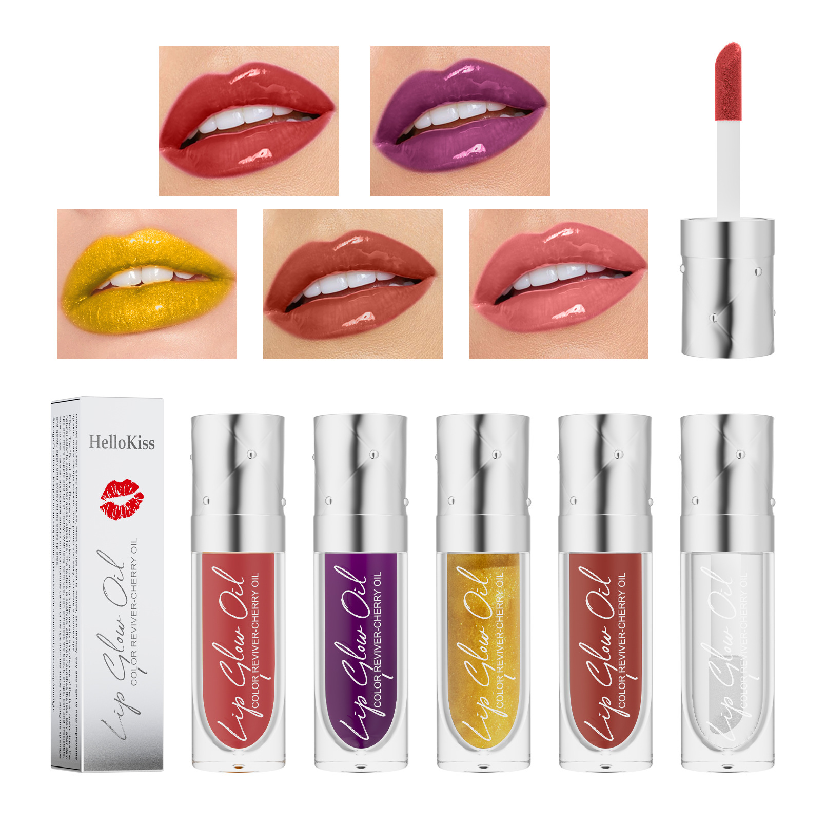Hellokiss Lip oil Moisturizing and Nourishing Transparent Lip Care Oil Lip Gloss Gold Lip glow oil full figure