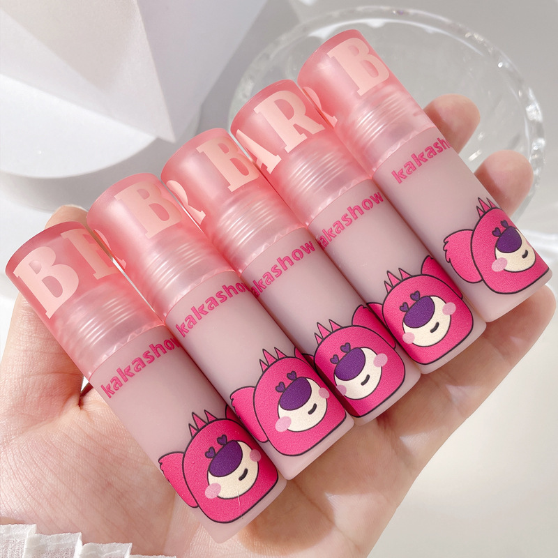 kakashow Sweetheart Bear Lip Gloss Velvet matte Glaze Mud moisturizing and non-stick cup 6-color lipstick Whitening Specification drawing