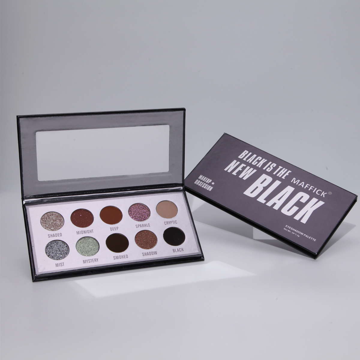 Cross-border MAFFICK 10-color Shadow Disc BLACK Smoky Eye Makeup with Sparkling Pearl Eyeshadow New wholesale Specification drawing