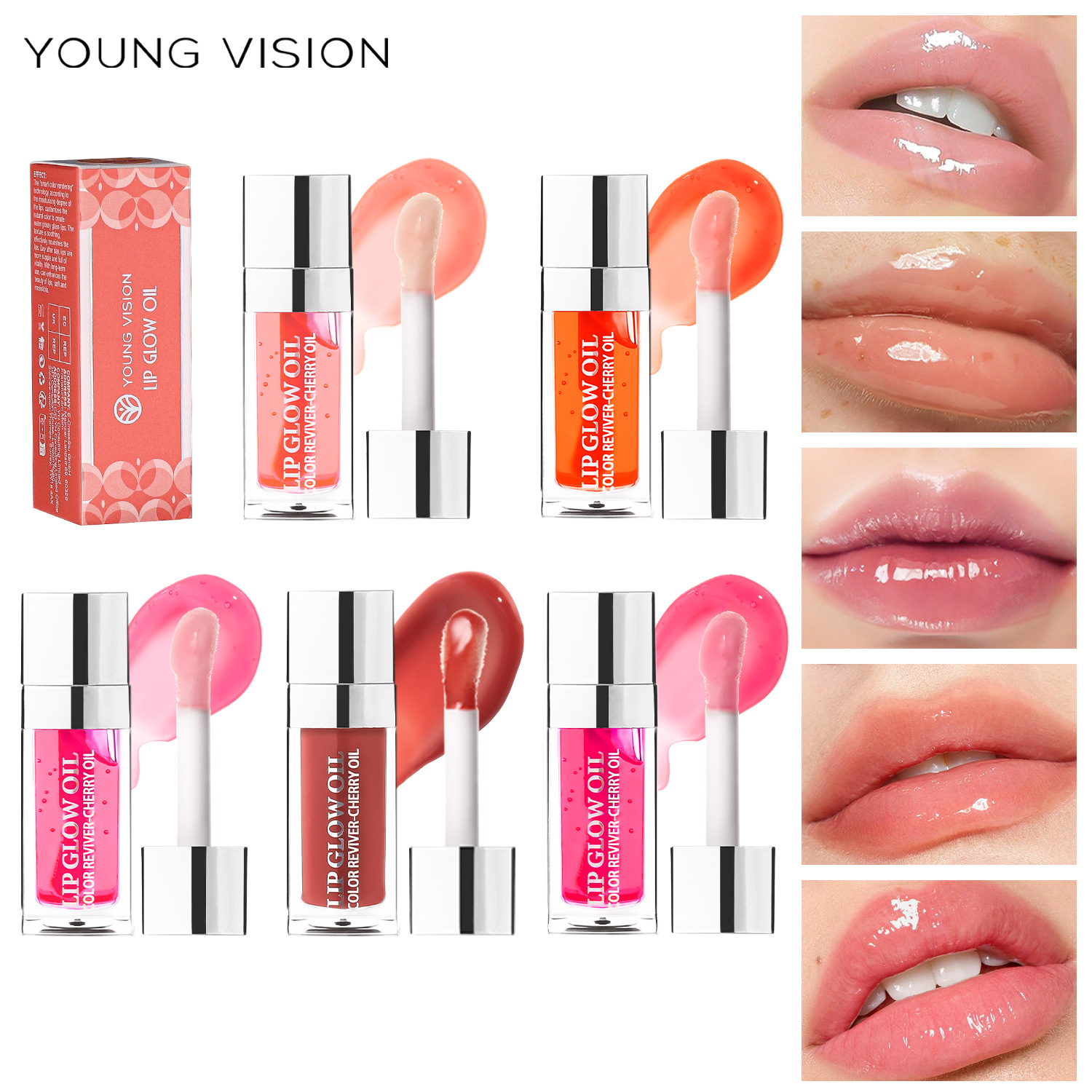 ibcccndc Lip balm, Lip Gloss, Lip Gloss, Water mist, Lip lotion and lip gloss are available in 5 colors Specification drawing
