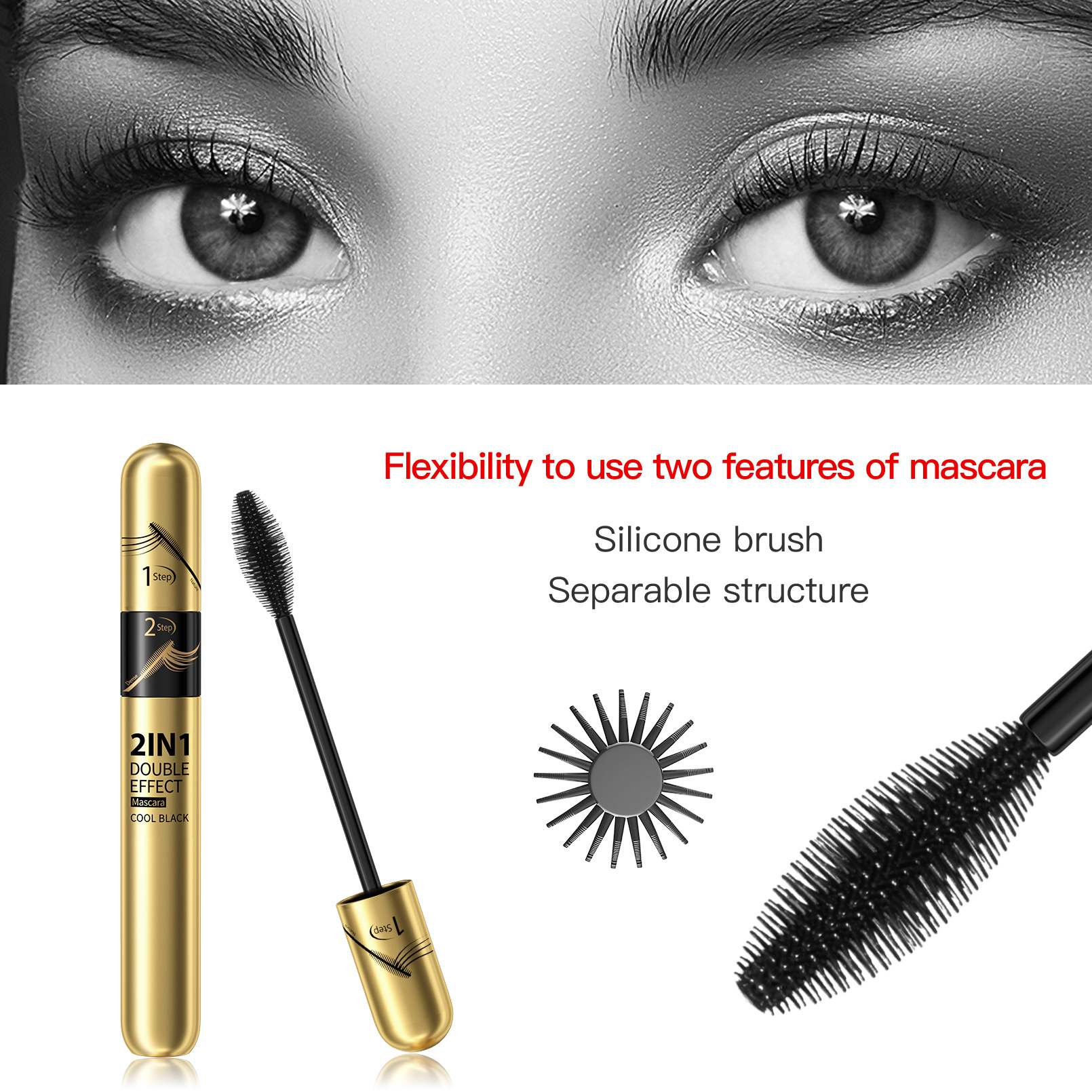 Hellokiss Dual-Effect 2-in-1 Long and Curly Mascara Waterproof, Non-smudging, Long-lasting and Thick 4D Mascara Application Scenario