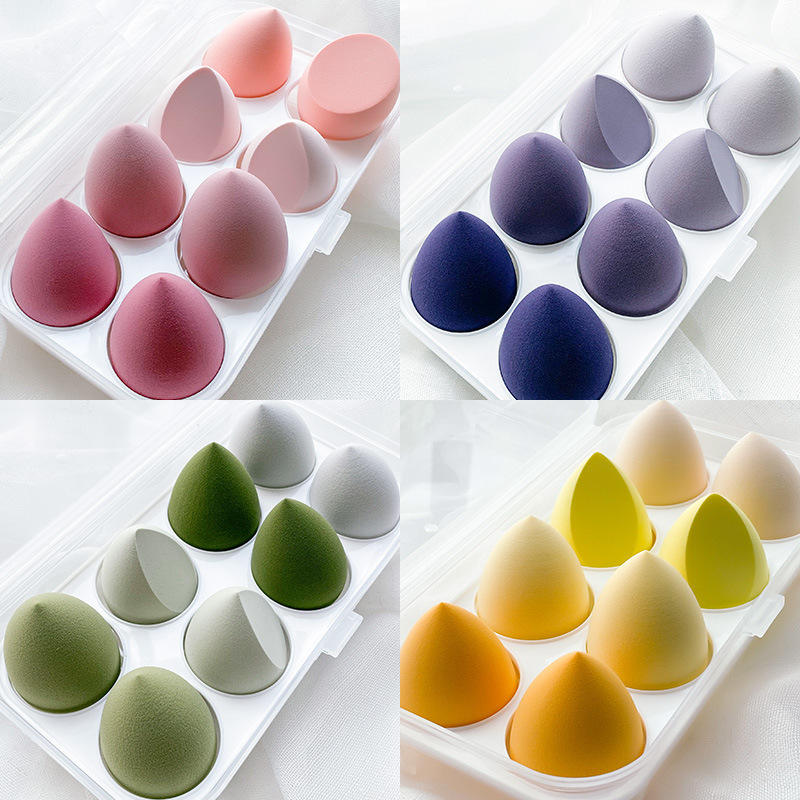 Factory direct sales of non-latex powder puffs in stock, water drop diagonal cut powder puffs, super soft beauty egg sponge powder puffs, dry and wet dual-purpose Item Picture