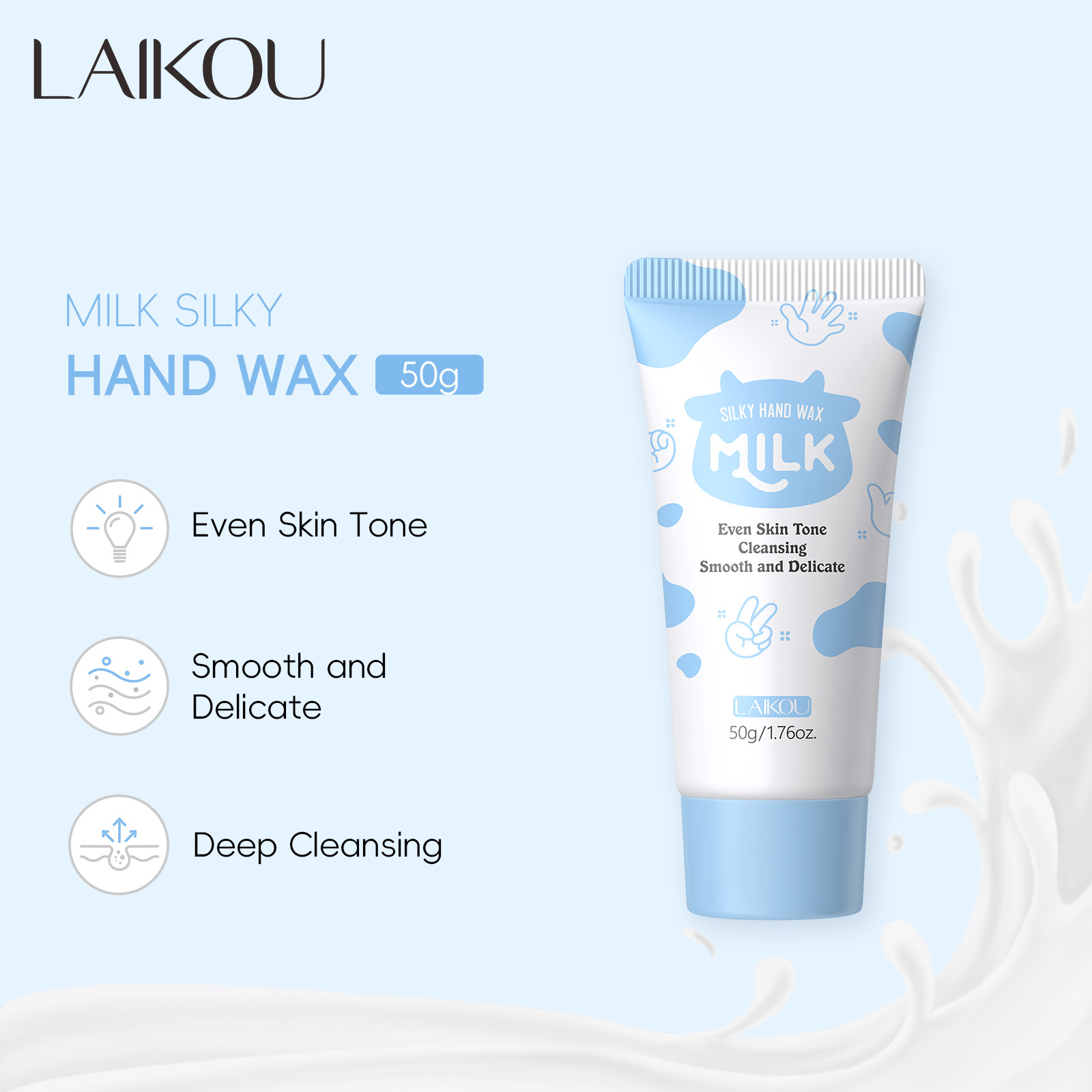 Cross-border LAIKOU Milk Smooth Hand Wax 50g Hydrating and Moisturizing Exfoliating Hand Care Manufacturer in stock full figure