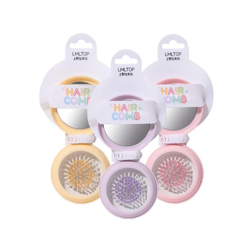 LMLTOP soft and cute folding mirror comb, portable mini mirror airbag comb, air cushion hair comb SY758 Item Picture