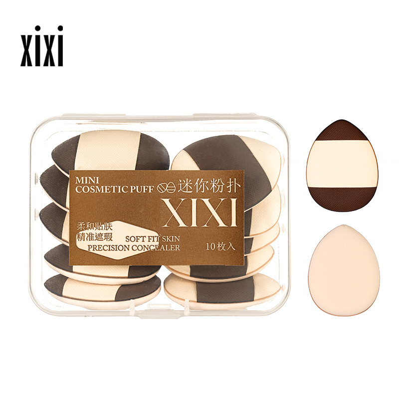 xixi Thumb Powder Puff Mini Beauty egg teardrop-shaped concealer Setting, dry and wet dual-purpose, non-powdering, compact and portable Item Picture