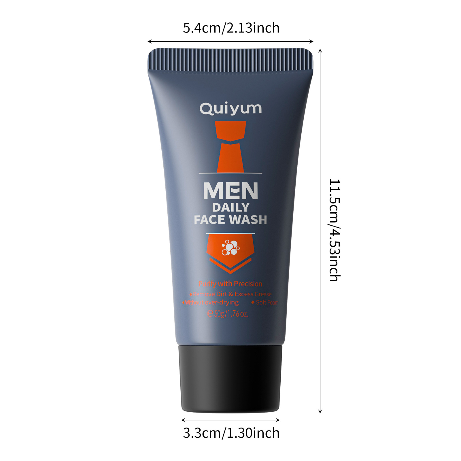Cross-border QUIYUM Men's Daily Facial Cleanser 50g for pore-cleaning men's skin care products, sent by the facial cleanser manufacturer Item Picture