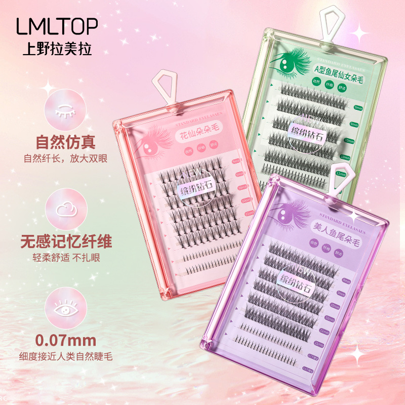 LMLTOP Flower Fairy Cluster False Eyelashes Large Capacity 8-row set Upper and lower eyelashes Natural Eyelashes SY913 Specification drawing