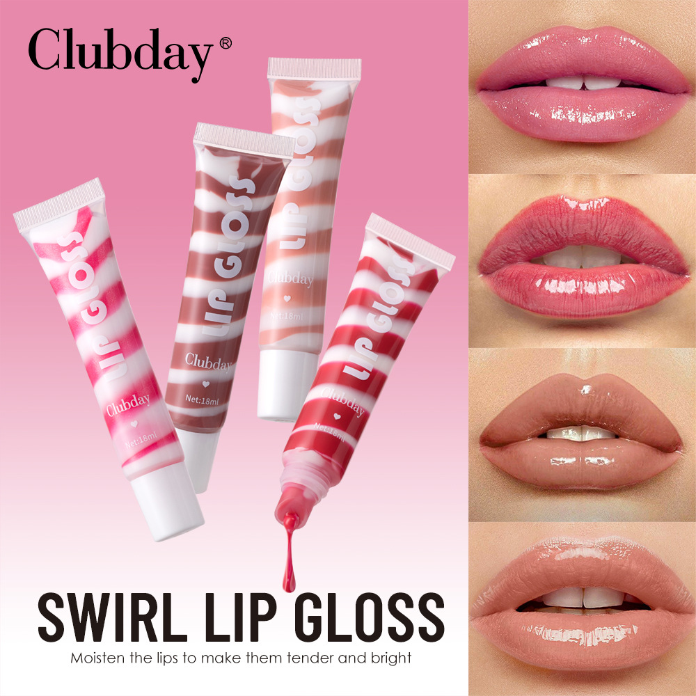 Clubday's new spiral Fine Sparkling Moisturizing Lip Gloss, an export tube nude moisturizing colored lip oil details Picture