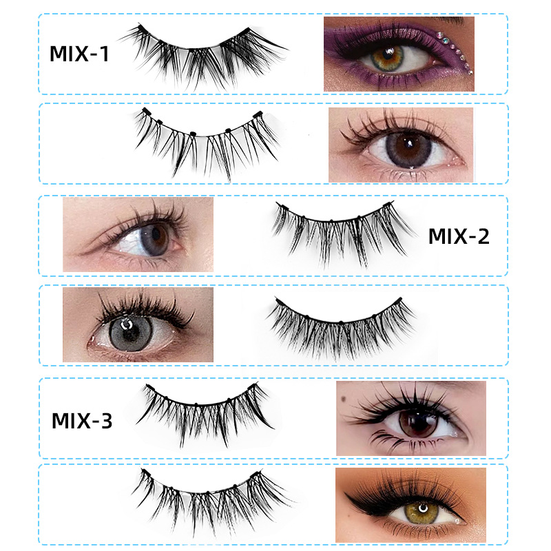 Cross-border European and American magnetic false eyelash, glue-free thick one-piece magnetic eyelash, magnetic eyelash two-pair set Specification drawing