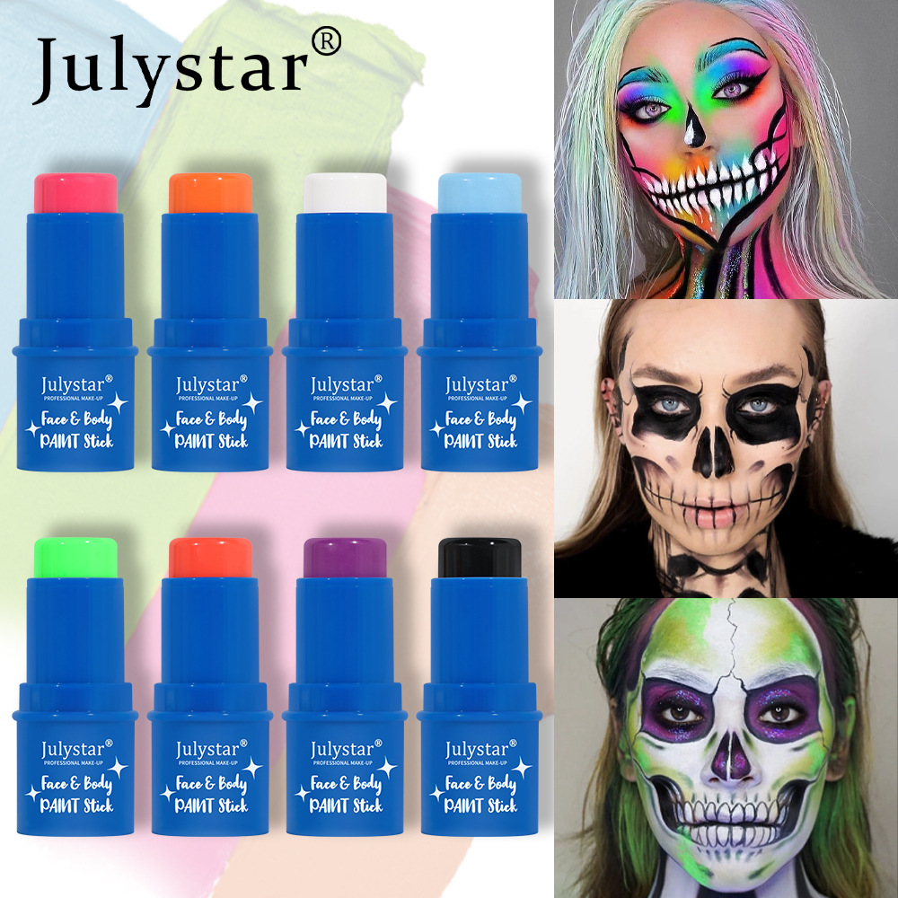 Julystar Halloween Body Painting Cream Face Water-Soluble Fluorescent Face Stage Painting Stick full figure