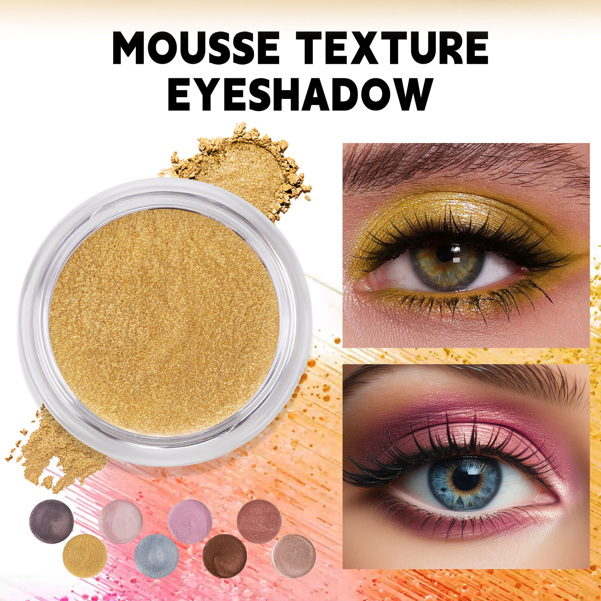 SHCOETY single-color mousse eyeshadow highlights brightening Colored eyeshadow powder easy to apply Mermaid Girl Face Highlights powder details Picture