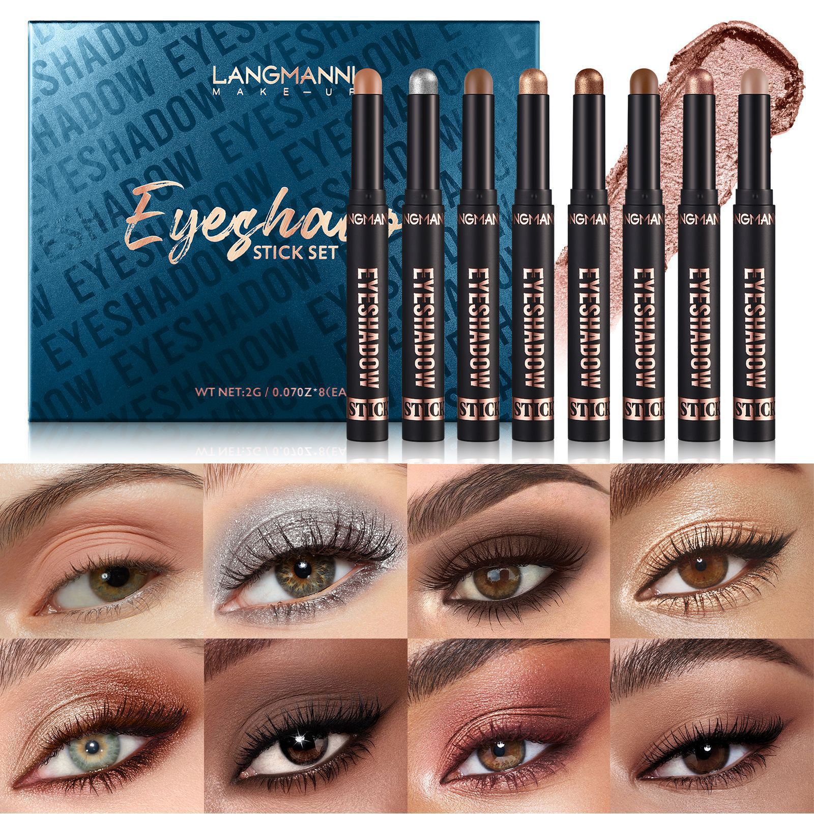 LANGMANNI's new eyeshadow stick set is water-resistant and less prone to smudging, making it a cross-border exclusive product full figure
