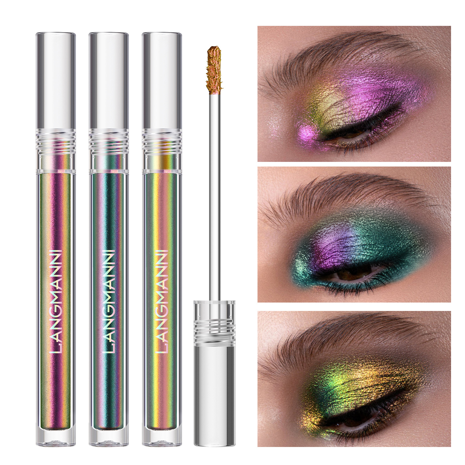 Langmanni Single Chameleon Liquid Eyeshadow shines with eyeshadow liquid eye makeup full figure