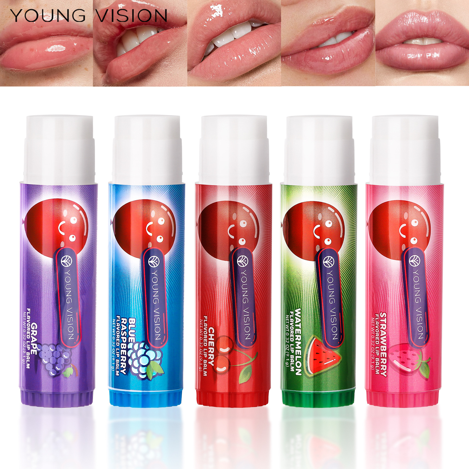 YOUNG VISION Lip balm Moisturizing and Nourishing fruit-flavored cross-border lip balm full figure