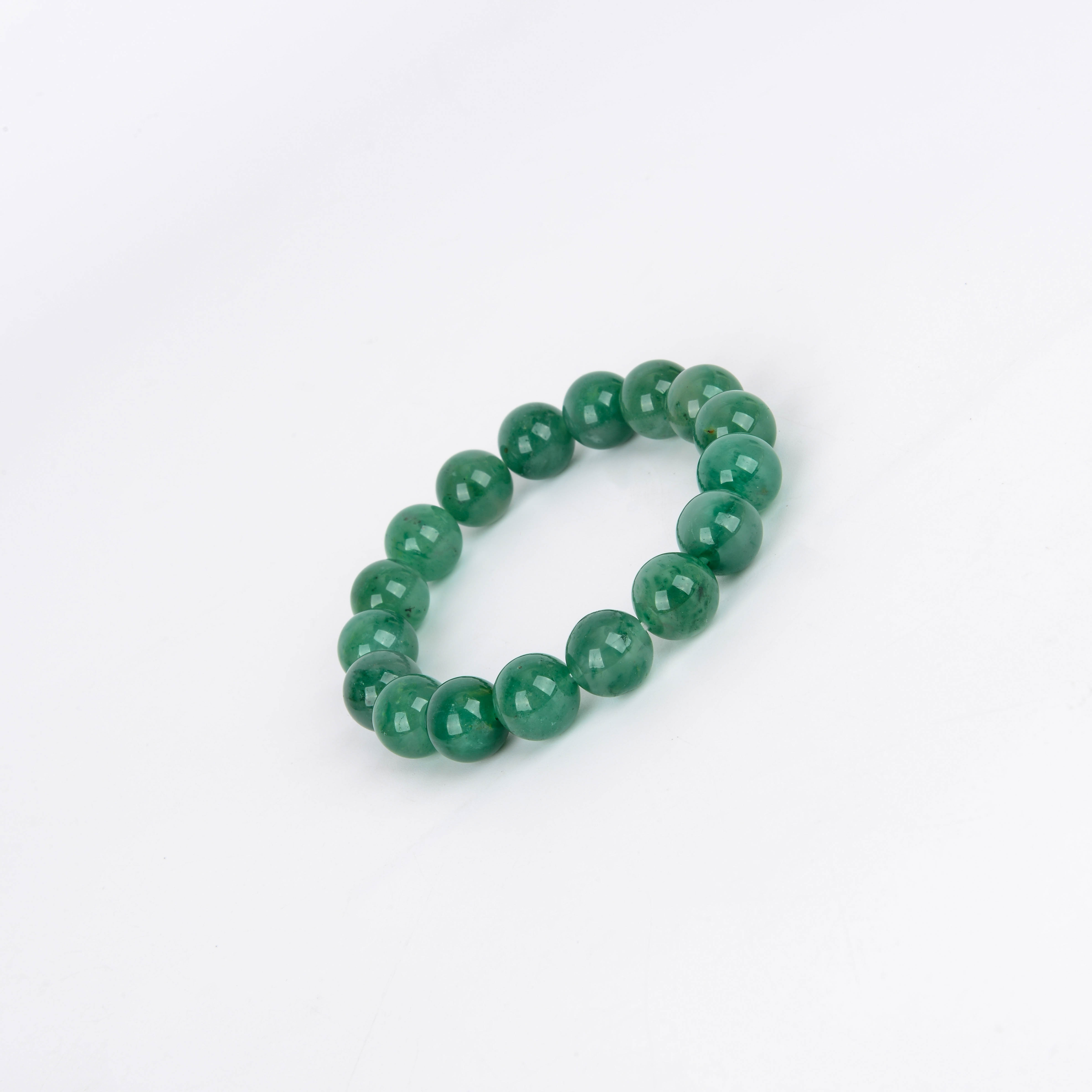 Taiwan green jade bracelet, emerald green spinach green jade round bead bracelet, quartzite jade 108 Buddha bead bracelet