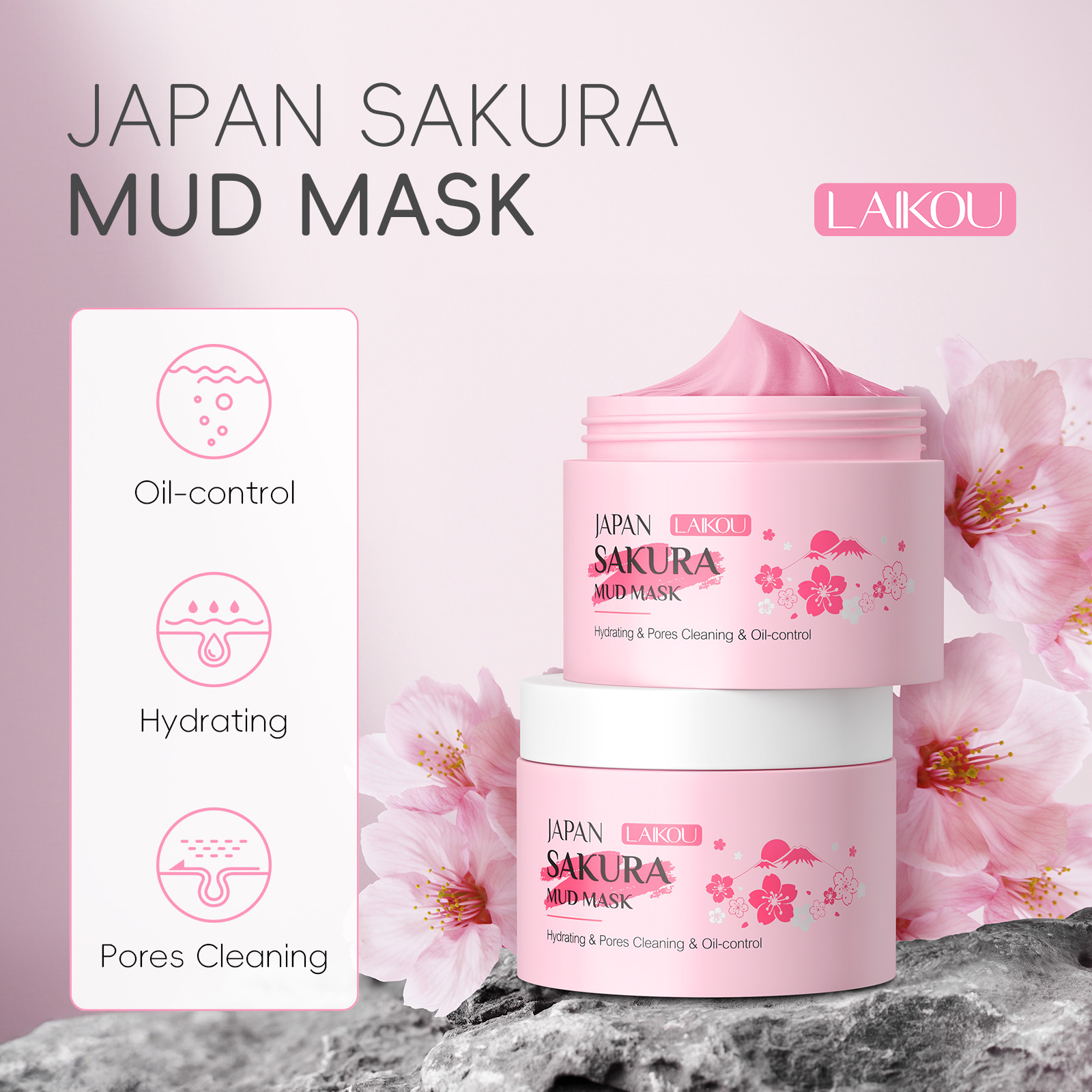 Cross-border new Laikou Cherry Blossom Cleansing Mask Mud 25g Hydrating, moisturizing and nourishing facial skin care products manufacturer wholesale details Picture