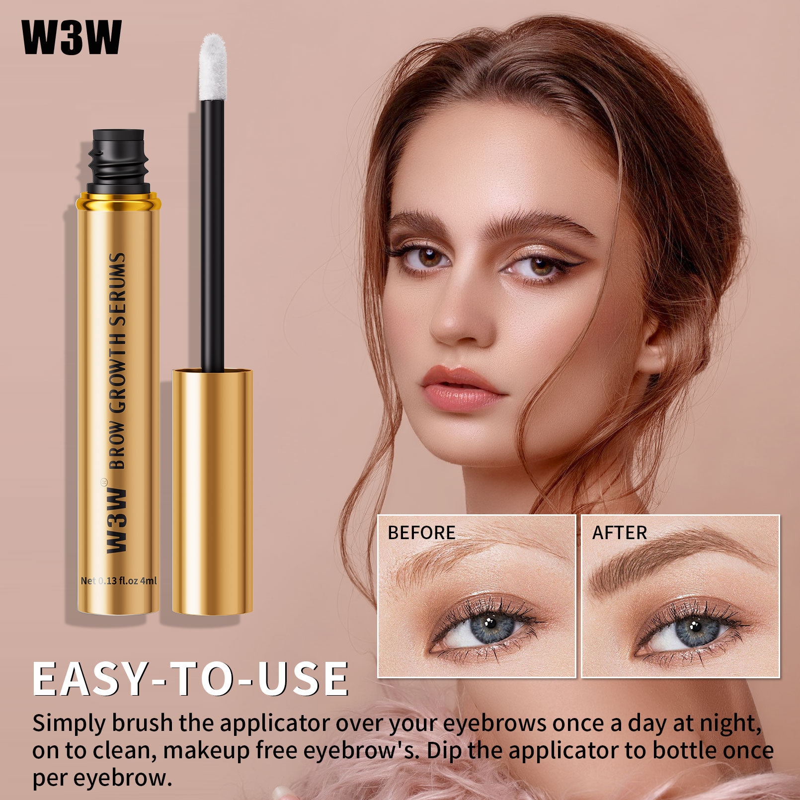 W3W Amazon Gold Tube Eyebrow Liquid is transparent, colorless, natural, slender and thick eyebrow liquid, cross-border makeup Application Scenario