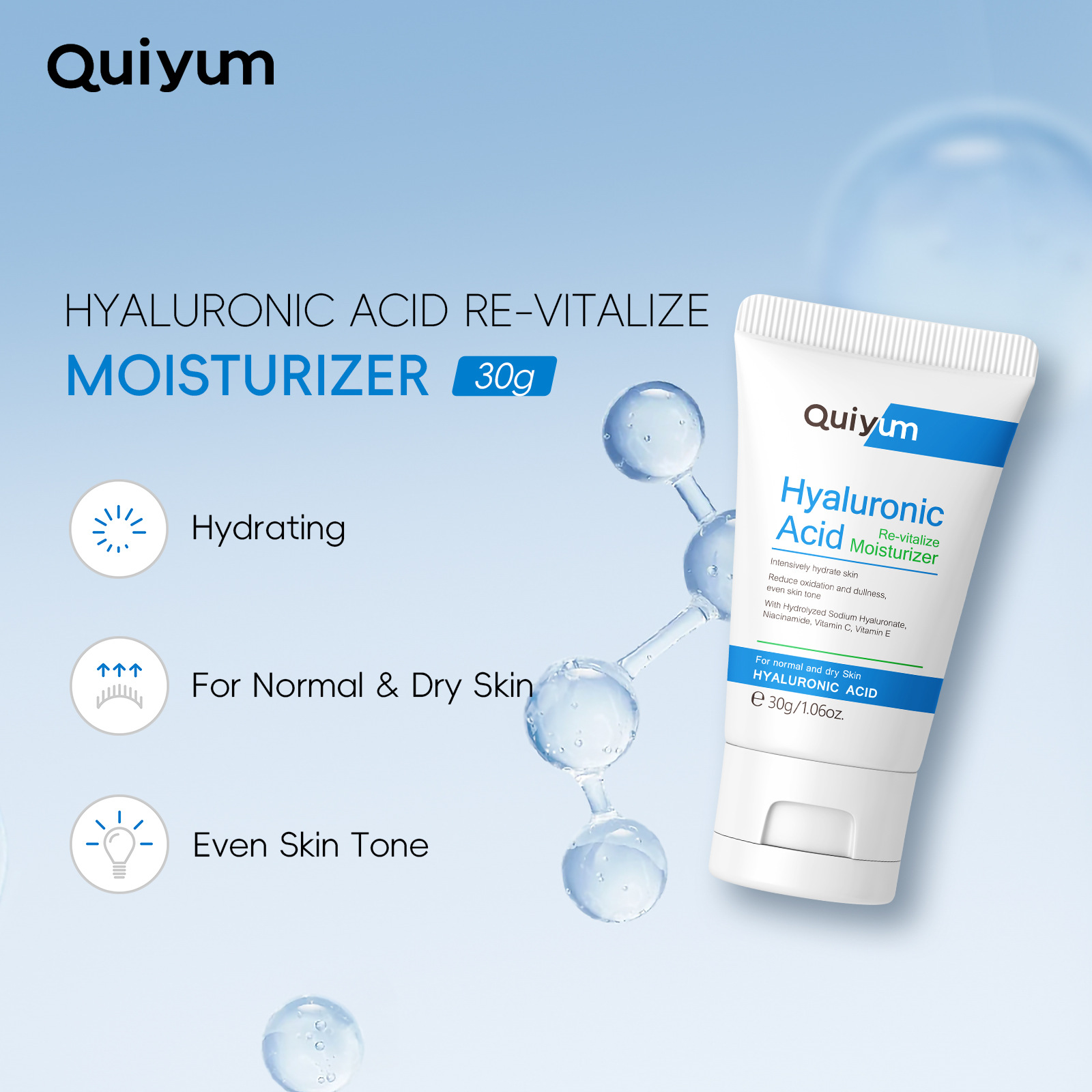 Cross-border new product quiyum hyaluronic acid Scrub 50g for cleansing facial skin, manufacturer in stock, one-piece consignment full figure