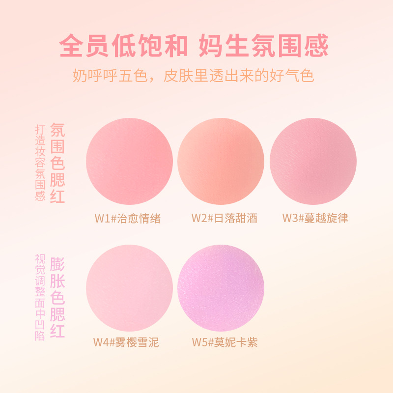 Makeup: xixi Retro mischievous Bear Blush, low saturation Cheek Purple, swelling color, nude makeup, pseudo-natural look, whitening, matte blush Specification drawing