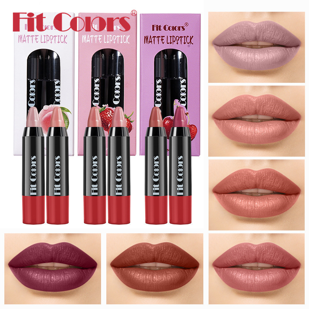 Fit Colors Velvet Lipstick Pen Matte, Easy to color, crayon Lipstick Pen 2-piece set full figure