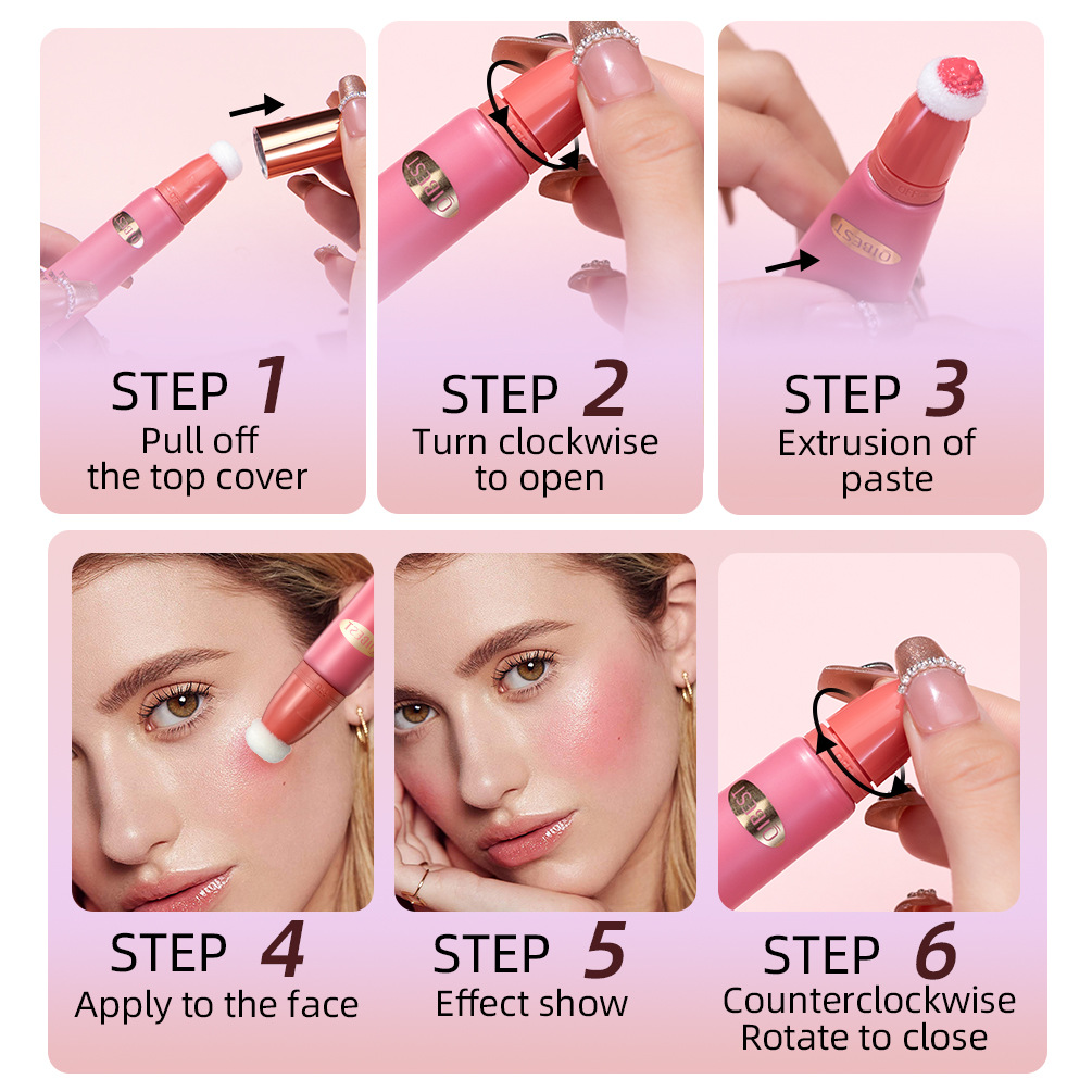 QiBest Hydrating Liquid Blush Multi-functional Makeup Pen, naturally long-lasting makeup, brightens matte and glossy face blush liquid Application Scenario