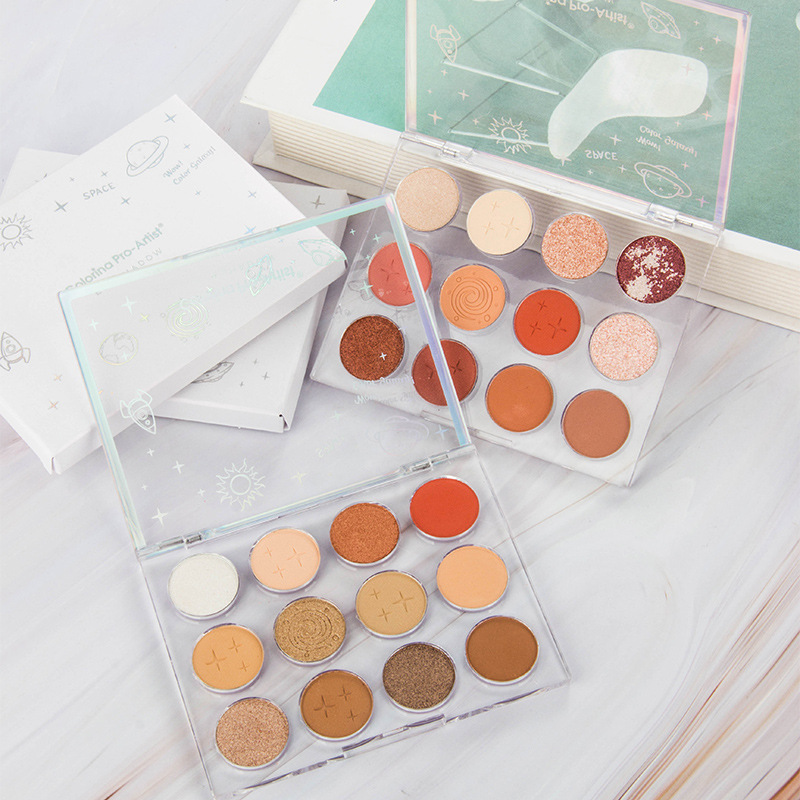 Cross-border 12-color eyeshadow, pink series, earth tones, matte, pearlescent, fine and non-flying powder eyeshadow palette cosmetics wholesale full figure