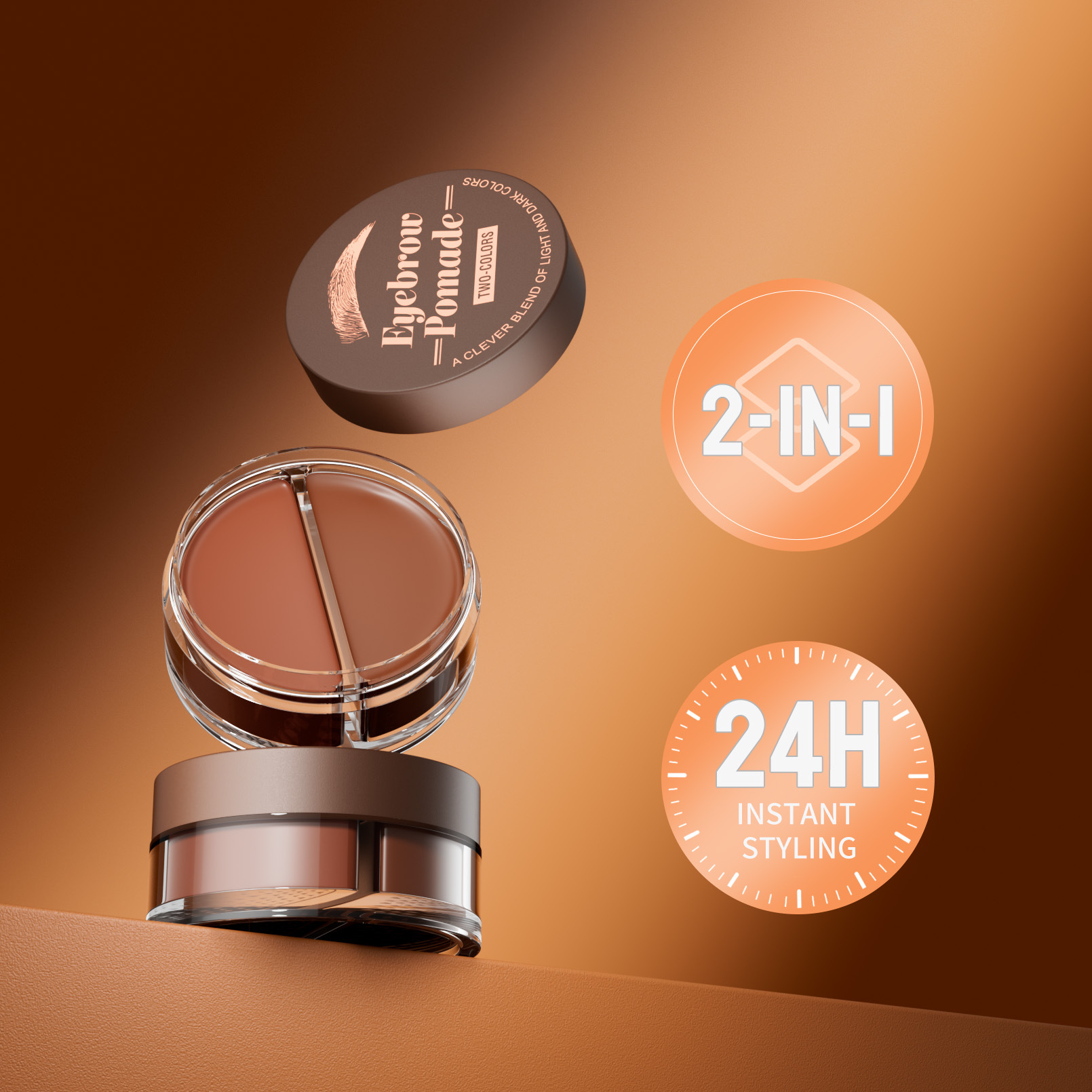 Hellokiss Two-Color Eyebrow Cream 2-in-1 Natural Long-lasting and color-enhancing Eyebrow Shaping Cream Wild Eyebrow Brow Pomade Specification drawing