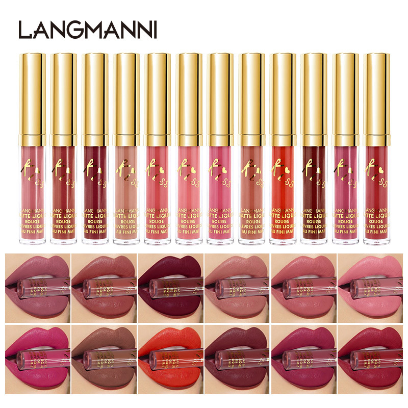 Langmanni 12-color matte Lip Gloss set, matte lip gloss Amazon Lipstick set Application Scenario