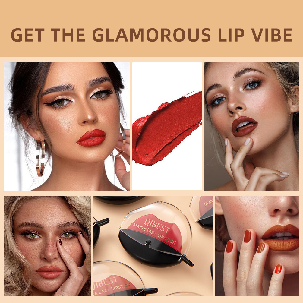 QIBEST Lazy Lip Lipstick is not easy to fade, has a long-lasting matte finish, and does not stick to the rim of the cup. Wholesale Application Scenario
