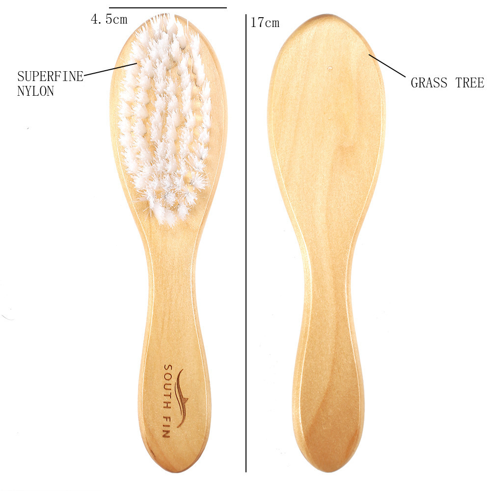 SOUTH FIN Nylon Woolen Wood Shampoo and Body Massage Brush Small size details Picture