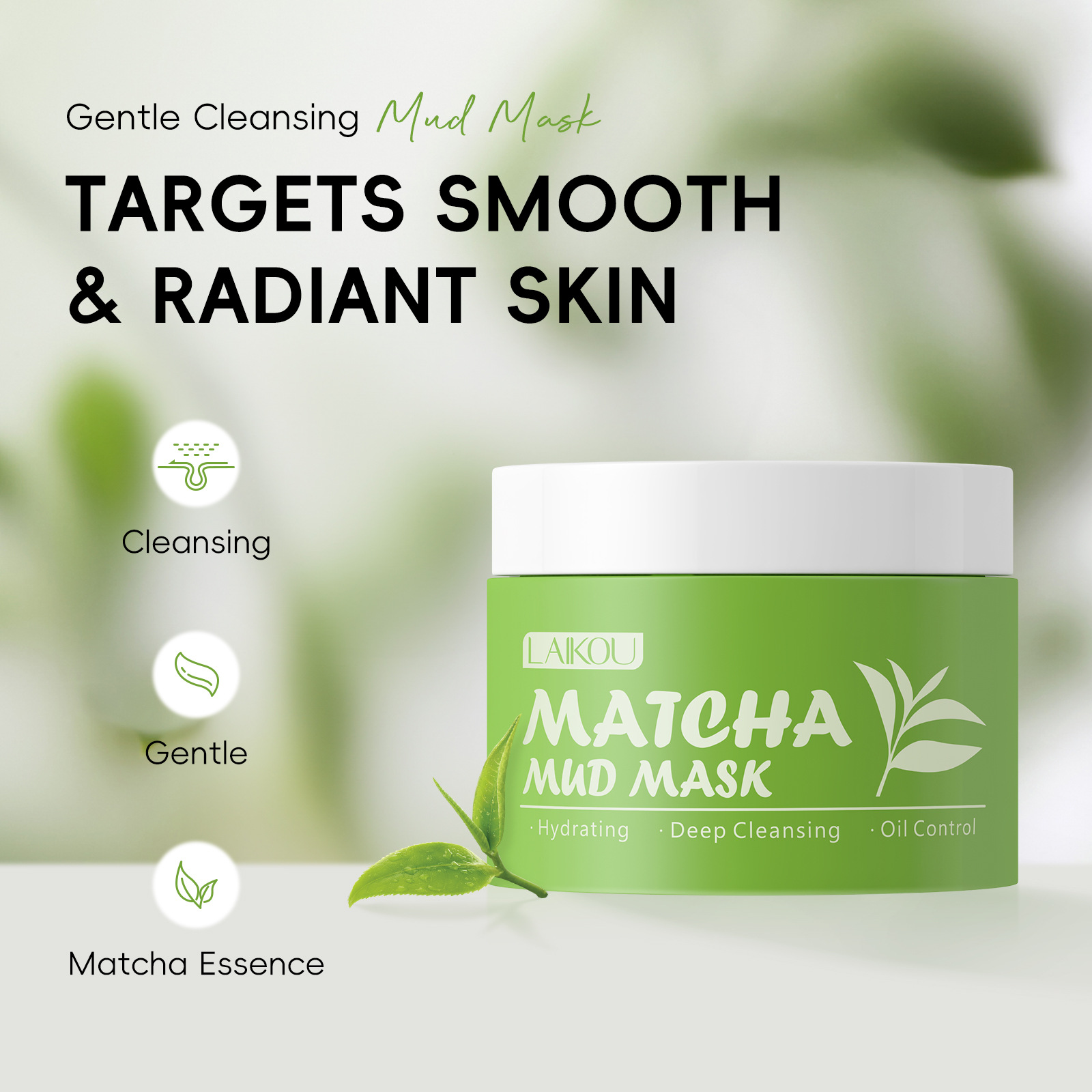 Cross-border new LAIKOU Matcha Green Mud Mask 25g Cleansing and moisturizing Mask mud manufacturer skin care products in stock details Picture