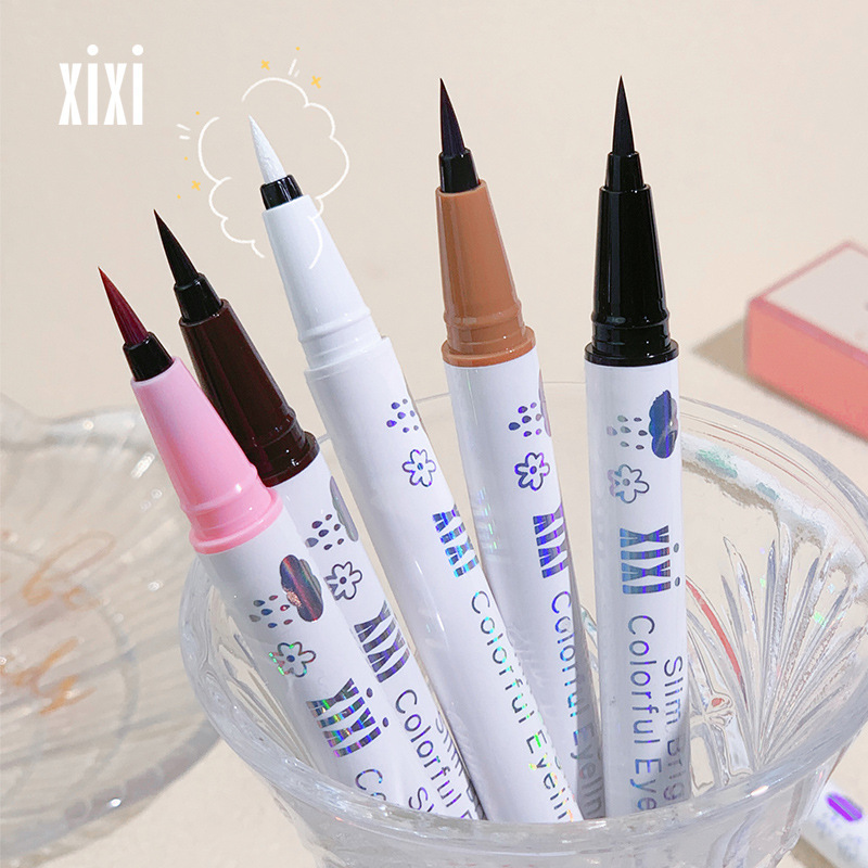 xixi Cool and Stylish Eyeliner Liquid Pen, colorful, extremely fine, quick-drying, waterproof, sweat-proof, long-lasting without smudging shadows, and a sleeping silkworm pen full figure