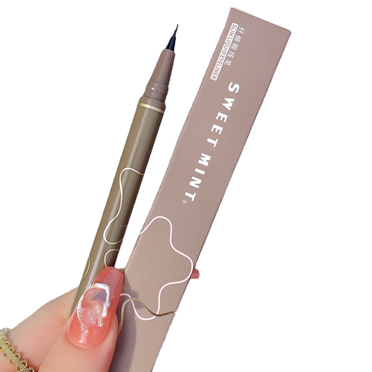 Wholesale of sweet mint Fine eyeliner Pen, waterproof, sweat-proof, long-lasting and non-staining brown liquid eyeliner pen Item Picture
