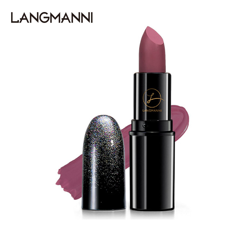 Langmanni's new Starry Sky bullet-shaped lipstick pen, single black tube matte textured lipstick, cross-border makeup Application Scenario