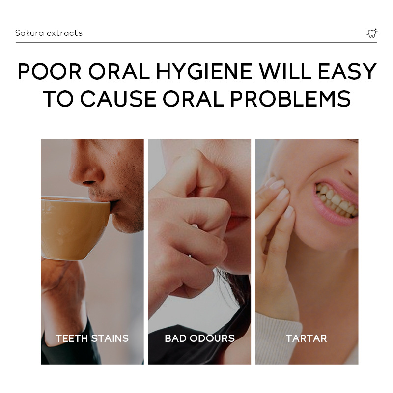 Cross-border Laikou Sakura Toothpaste 85g freshens breath, removes stains and cleans teeth. Factory wholesale in stock details Picture