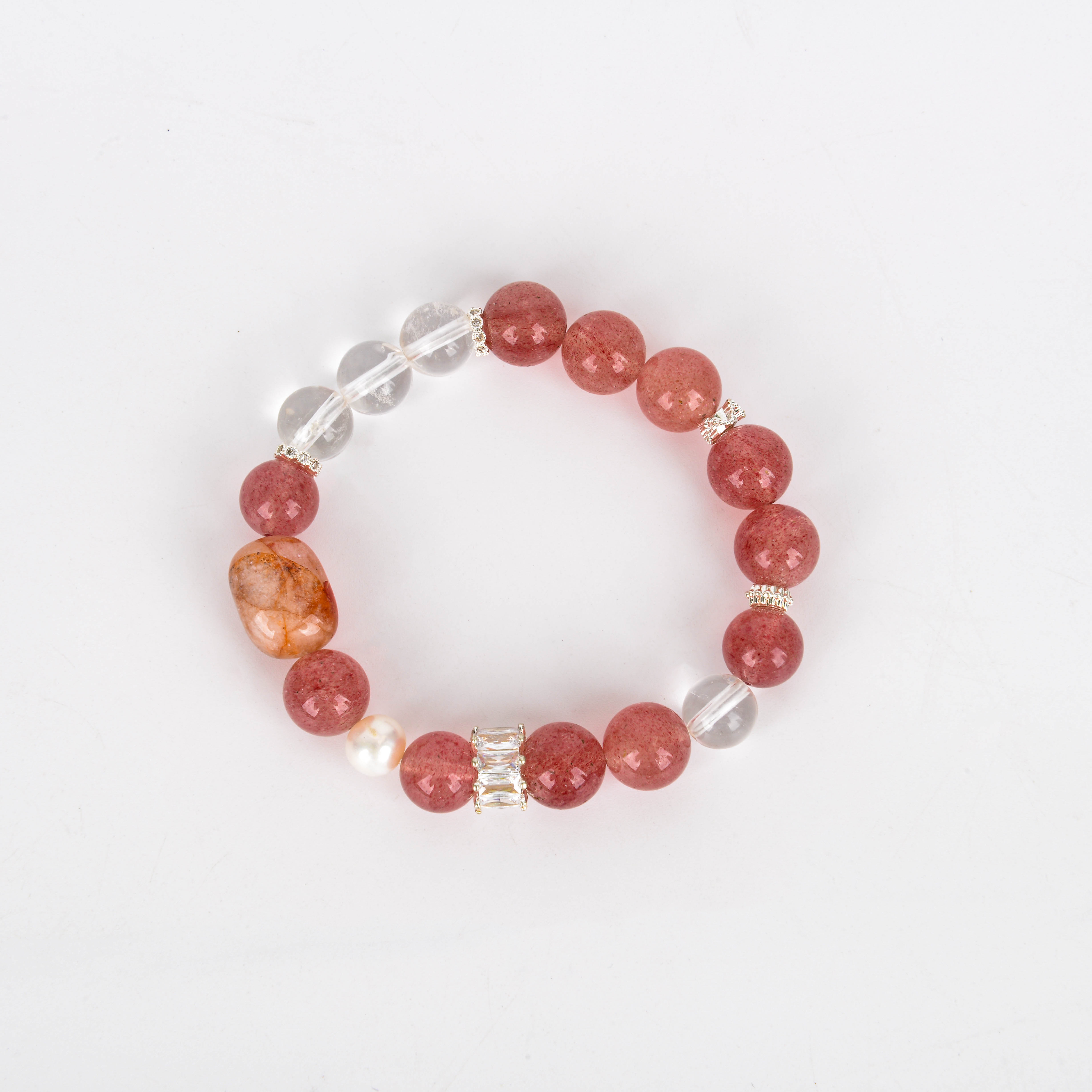 清冷感天然草莓晶手链女白水晶招财珠桃花旺事业爆闪新款手串