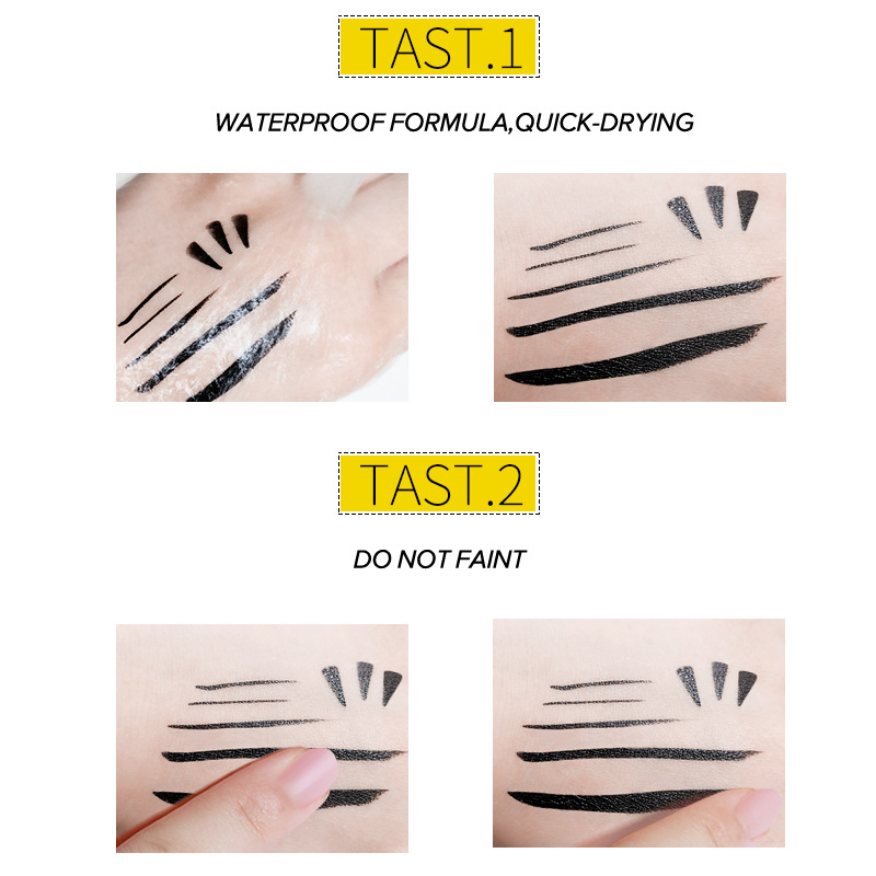 Langmanni double-head seal eyeliner pen is not easy to smudge 2-in-1 triangular black eyeliner liquid details Picture