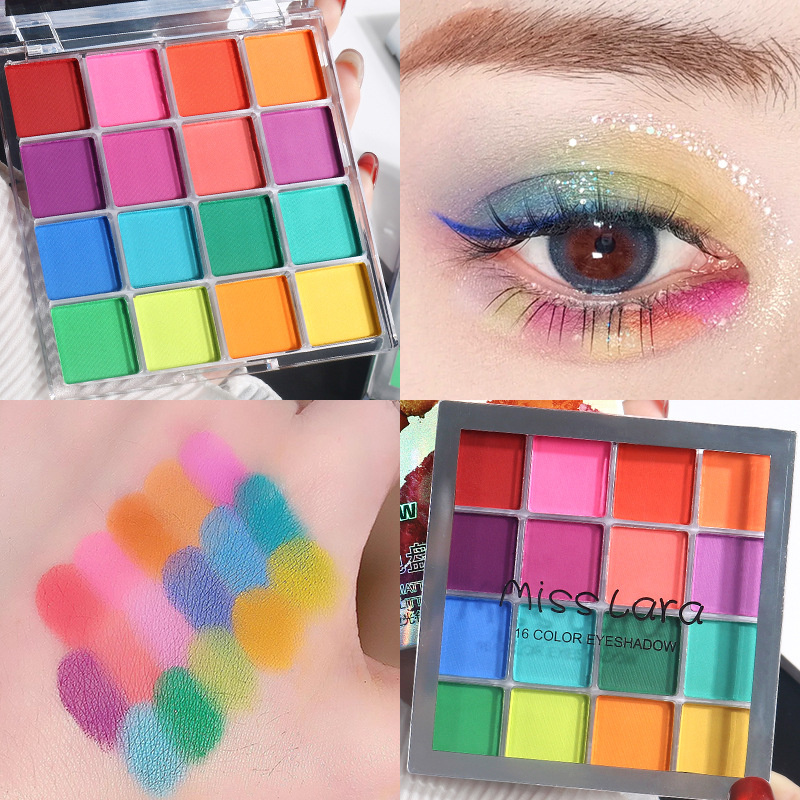 Misslara 16-color eyeshadow palette, featuring a variety of pearlescent, glitter, matte, and ground tones for children's stage makeup Application Scenario