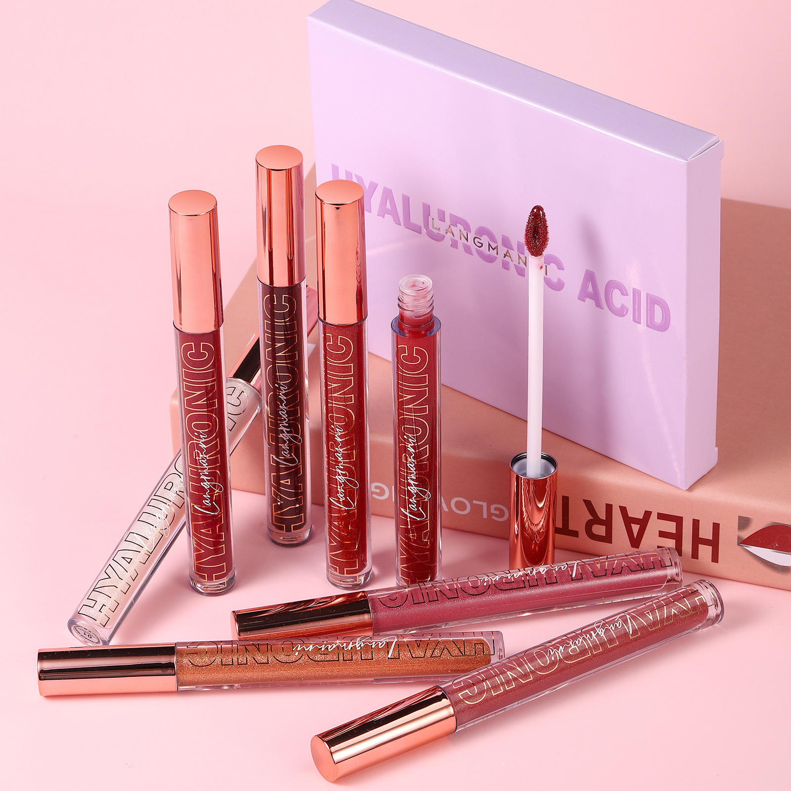 LANGMANNI Lip Gloss Gloss Eight-color Glossy Lip Gloss Set Cross-border Makeup Item Picture